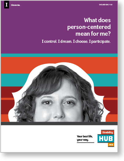 Cover of the Hub's "I Know Me" guidebook. Features a close-up image of a smiling woman's face.