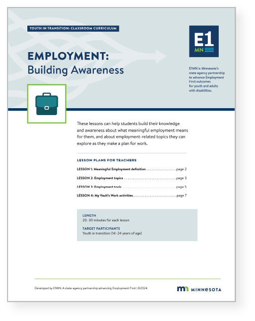 Cover page of the Employment curriculum