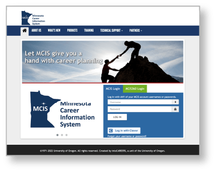 The Minnesota Career Information System webpage
