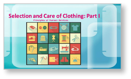 Cover image from selection and care of clothing (PDF) from the Texas Education Agency