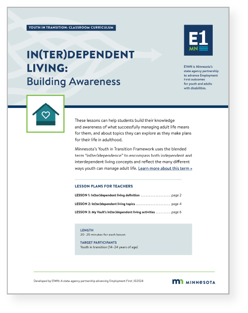 Cover page of the In(ter)dependent living curriculum