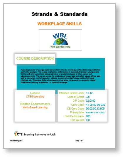 Cover of the Utah Education Network's Workplace Skills curriculum