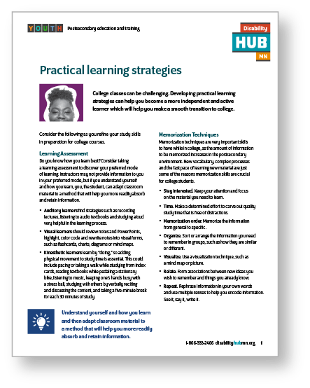 First page of Practical learning strategies guide